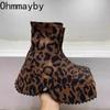 Punk Style Platform Heel Women Ankle Boots Fashion Elegant Leopard Print Shoes Autumn Winter Laides Concise Short Booties