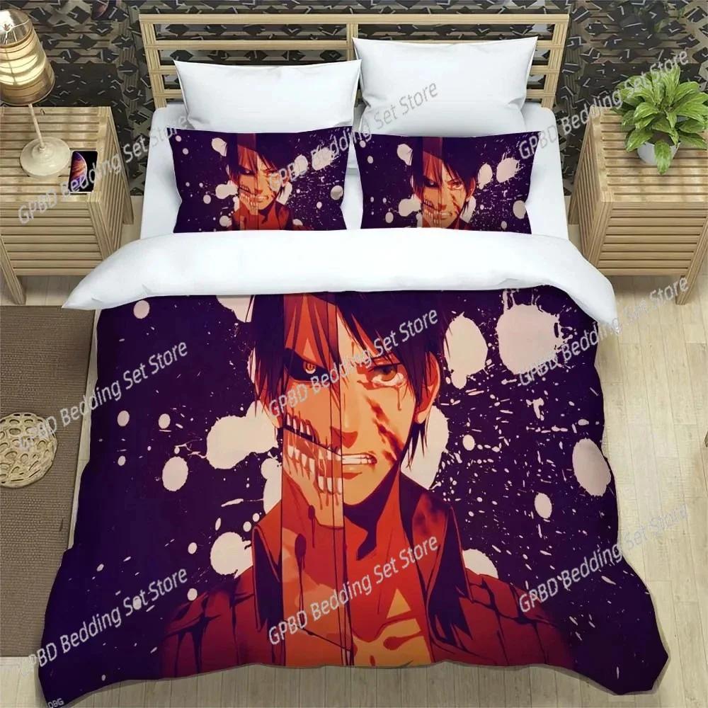 Attack On Titan Printed Polyester Bedding Bedding Set Quilt Cover Pillowcase Soft And Comfortable Customizable