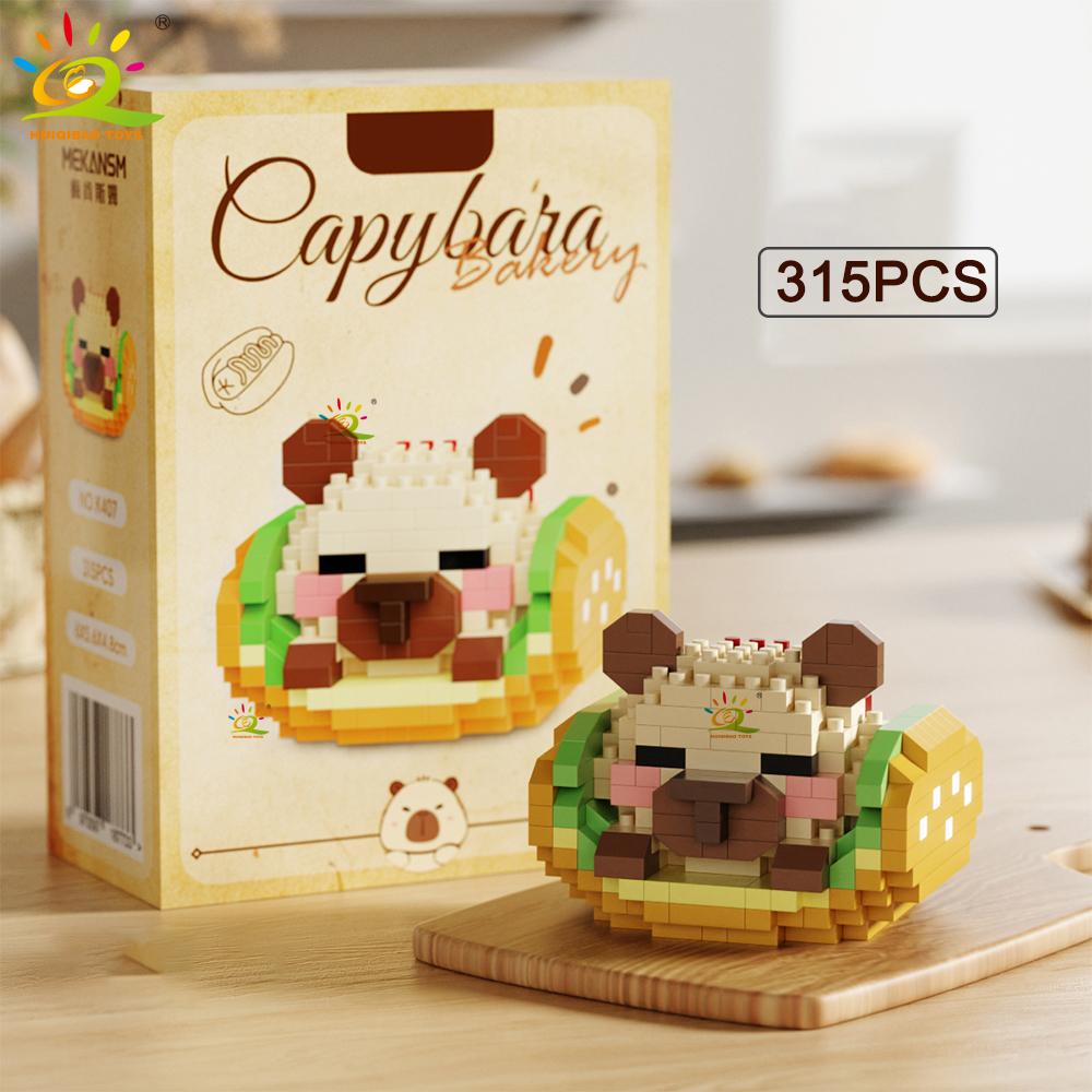 MOC Capybara Cavy Animal Micro Building Block Guinea Pig Mini Diamond Model Brick Toy for Children Desk Decor.