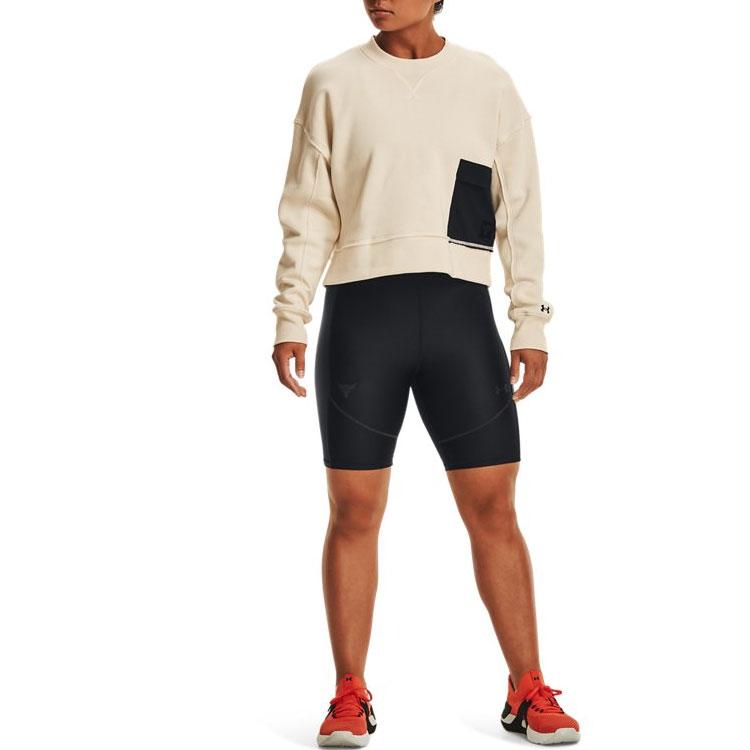 Under Armour Project Rock Fleece Crop Sweatshirt Women Tops White 1365989-110