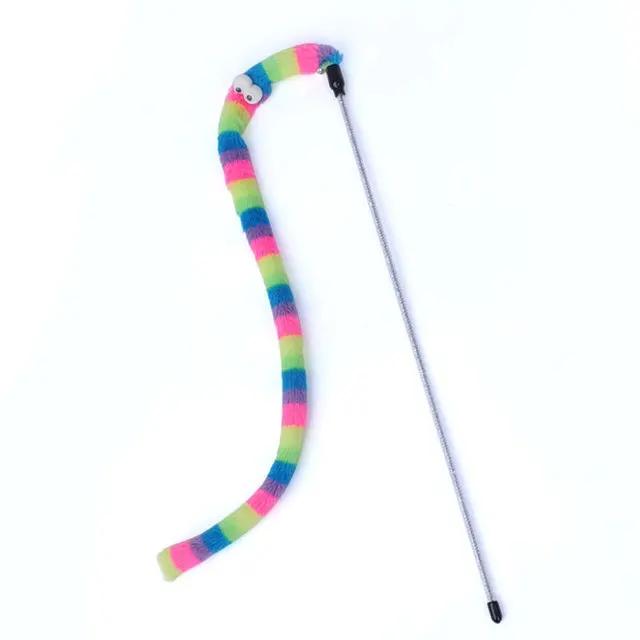 Feather Teaser Wand for Cat, Interactive Toy, Funny Caterpillar, Colorful Rod, Pet Supplies, Accessory