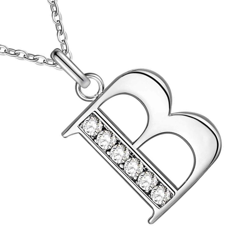 Necklace B Letter Design Fashionable Style Titanium Steel Rhinestones Jewelry Necklace for Daily Use