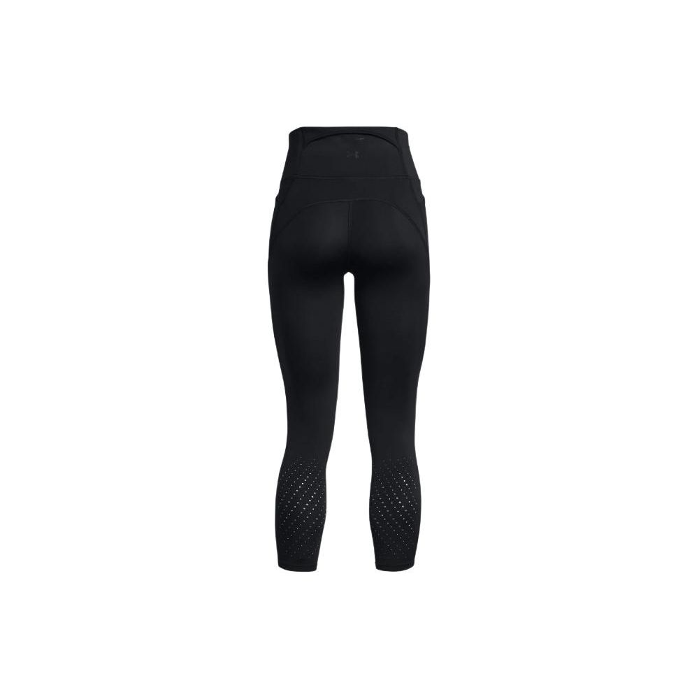 Under Armour Solid Color Reflective Slim Fit Drawstring High Waist Nine-Point Sports Pants Women bottoms Black 1383367-001
