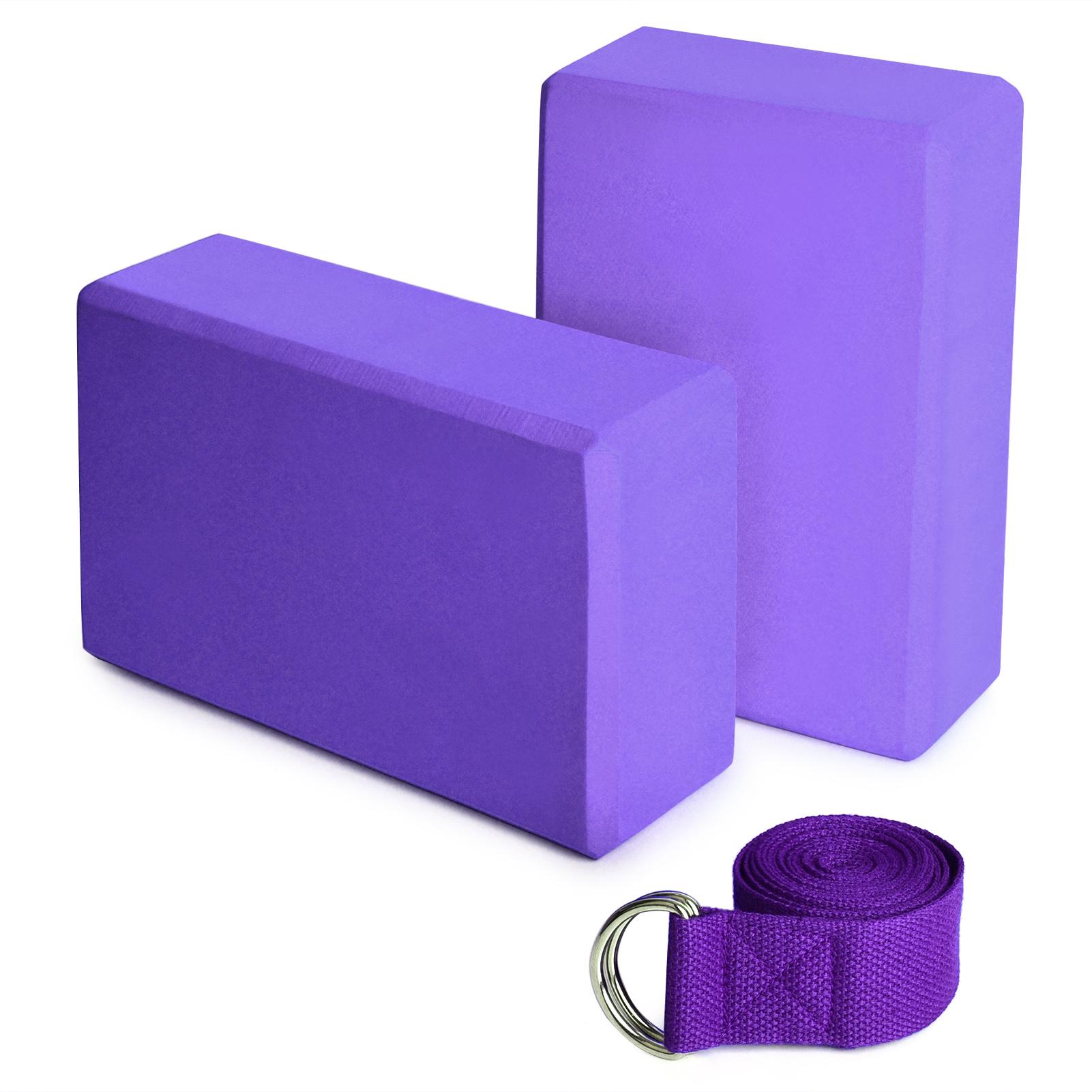 

Yoga Block 2 Pack Yoga Blocks с ремнем для йоги EVA Foam Fitness Exercise Yoga Blocks Bricks Set for Home Gym Fitness фиолетовый