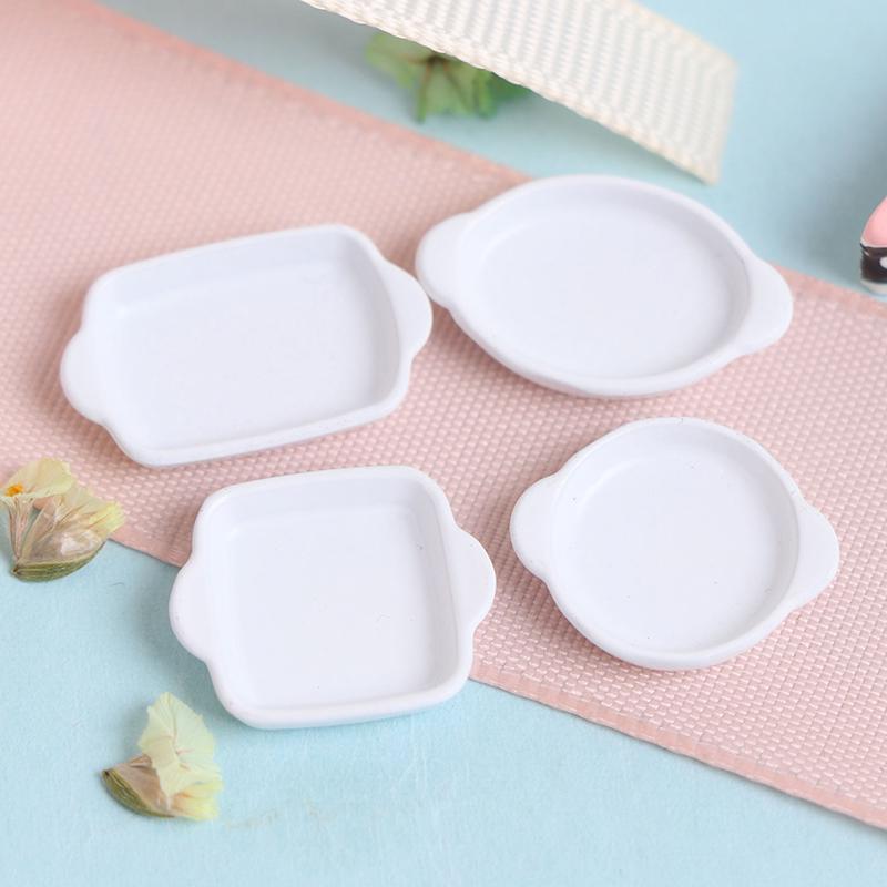 2-33pcs Dollhouse Miniature Trays Plates Doll Mini Food White Dishes Tableware Kitchen Toys Doll House Accessories