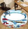 Blue Smurfs Pattern Round Rug, Indoor/Outdoor Mat, for Picnic, Gameroom, Bedroom, Office, Living Room, Home Decor Carpet, Birthday Gift