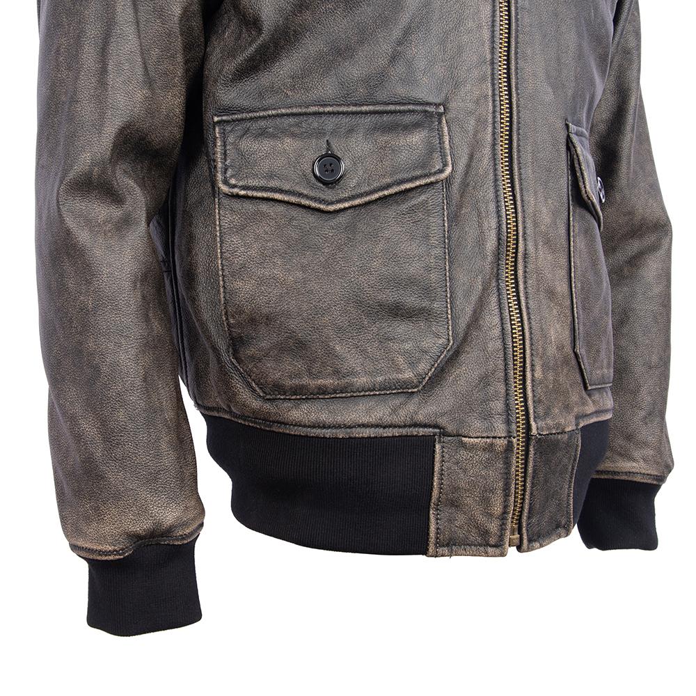 Maplesteed Super G1 Flight Jacket Men Gray Leather Jacket Vintage Quilted Natural Cowhide Fur