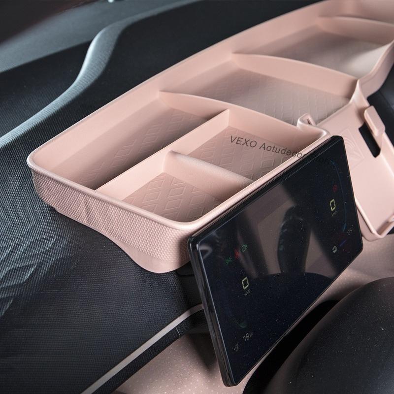 For BYD Seagull Car Dashboard Screen Back Storage Box ETC Tissue Organizer with Phone Holder Center Console Interior Accessories