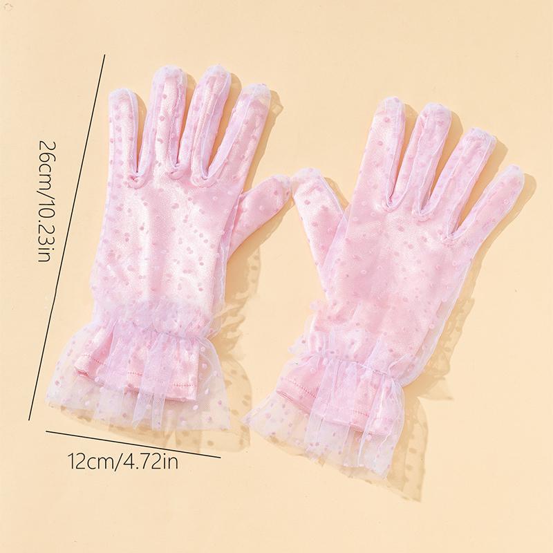 Mode Punkt Elastische Spitze Handschuhe Etikette Geburtstagsparty Tanzkleid Handschuhe Kurz Braut Hochzeit Rosa Netz Handschuhe