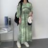 2024 Summer Slimming American Casual Tie-Dye Color Block T-Shirt Dress