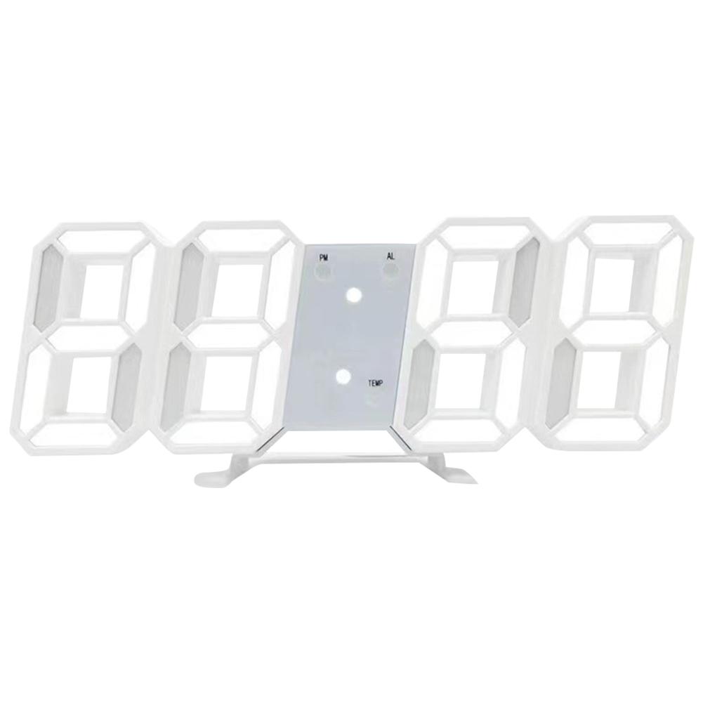 

3D LED Digital Wall Clock Smart Wall Clock with Date Day and Temperature Bedside Alarm Clock USB Powered for Bedroom Living Room