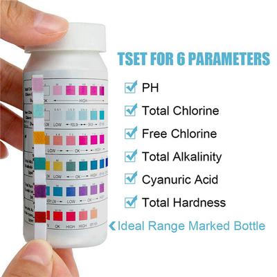 AB34-150Pcs 6-In-1 Swimming Pool PH Test Paper Residual Chlorine PH Value Alkalinity Hardness Test Strip PH Tester