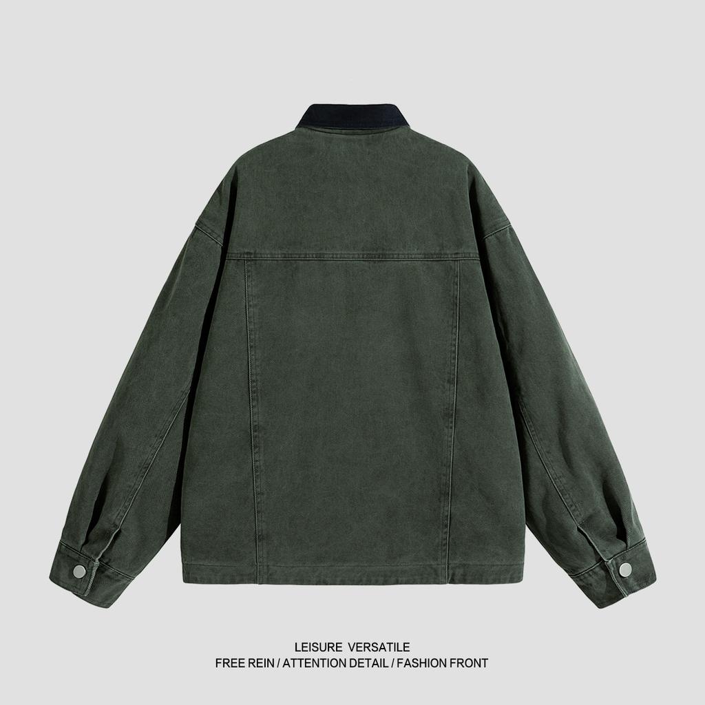 Pure Cotton Jacket for Men's New Jacket American Workwear Washing and Old Lapel Men's Spring and Autumn Clothing