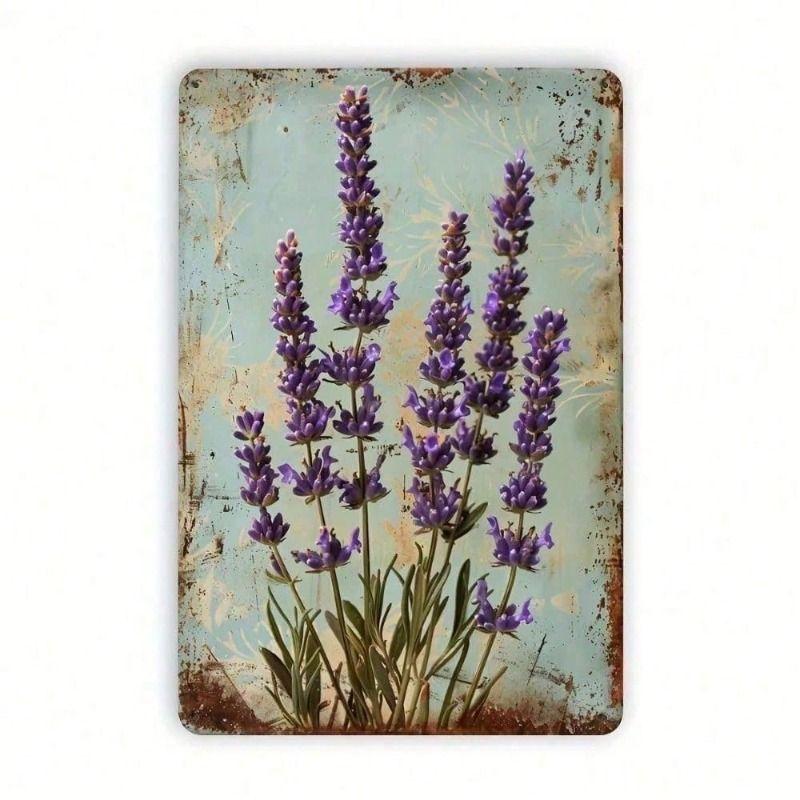 Vintage Lavendel Metaal Wandkunst Poster, Woonkamer Decoratie