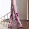 Fairy Style Flower High Heels Female 2025 Summer New Niche Design Snake-shaped Winding Stiletto Sandals