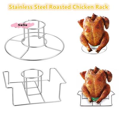 Non-Stick Chicken Roaster Rack Food Grade Stainless Steel Vertical Chicken Holder for Barbecue Cooking Kitchen Accessory