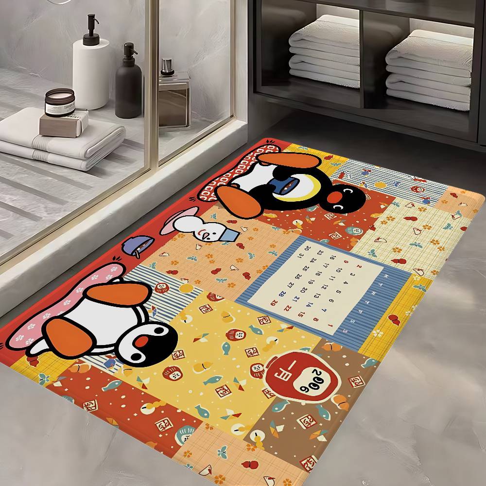 Funny P-Pingu Cute Cartoon Hallway Carpet Washable Non-Slip Living Room Sofa Chairs Area Mat Kitchen Doormat Area Rug