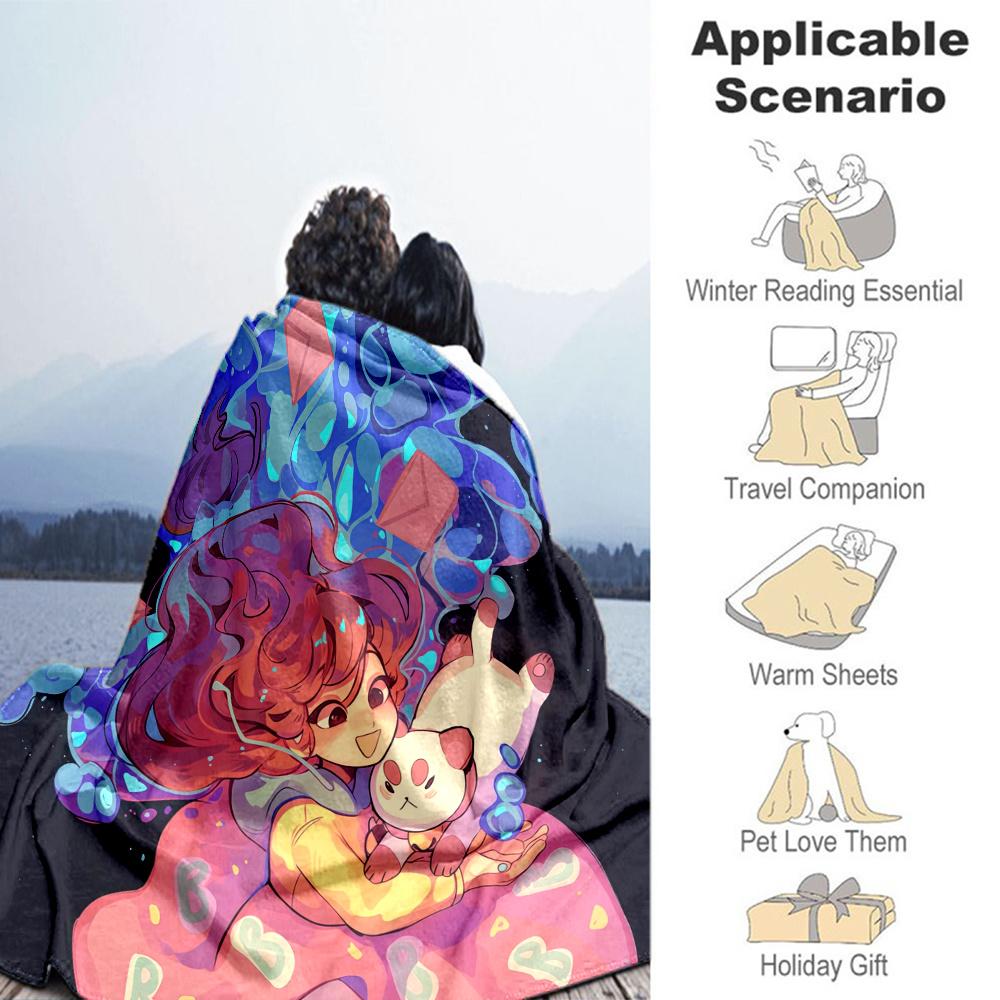 Bee and PuppyCat Flannel Blanket, High quality Comfortable for All Seasons, Home Decor, Warmth and Comfort