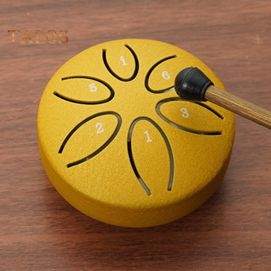 Stahlzungentrommel für Kinder, 7,6 cm, 6 Töne, Mini-Regentrommeln, Regenmusiker für draußen, mit Schlägeln und Notenbuch für Garten, Camping, Meditation, Yoga