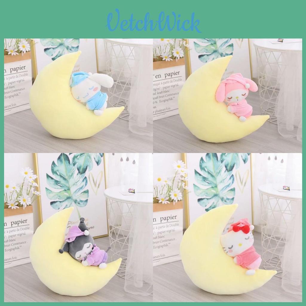 Sanrio Sleeping Moon Plush Toy For Kids Kt Mymelody Cinnamoroll Kuromi Gift