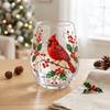 Stemless Wine Glasses Hand Painted Rimmed Glassware 3.3Inch Nature Art Decorative Tumbler Cups Gift for Women Mom Wife