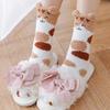 Fuzzy Sleep Socks Warm Cute Cat Plush Socks Stretchy Breathable Winter Indoor Socks for Home Lounge Sleep Christmas Gift
