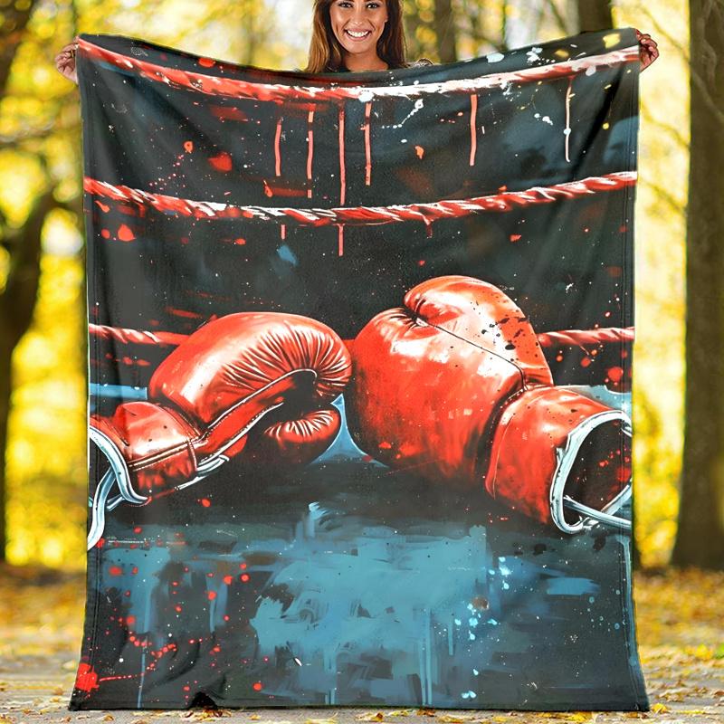 boxing Theme Printed Blanket,Perfect for Couch, Bed, Travel & Outdoor Use | Machine Washable, Cozy & Durable.