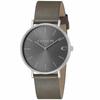 Men's Grey Dial Watch, Pu Leather Strap, Stainless Steel Case 14602153