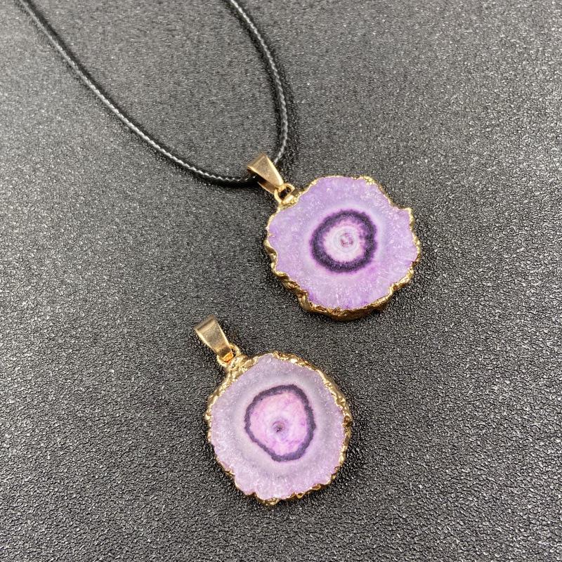 Seven-Color Crystal Sunflower Pendant Necklace with Gold Edging