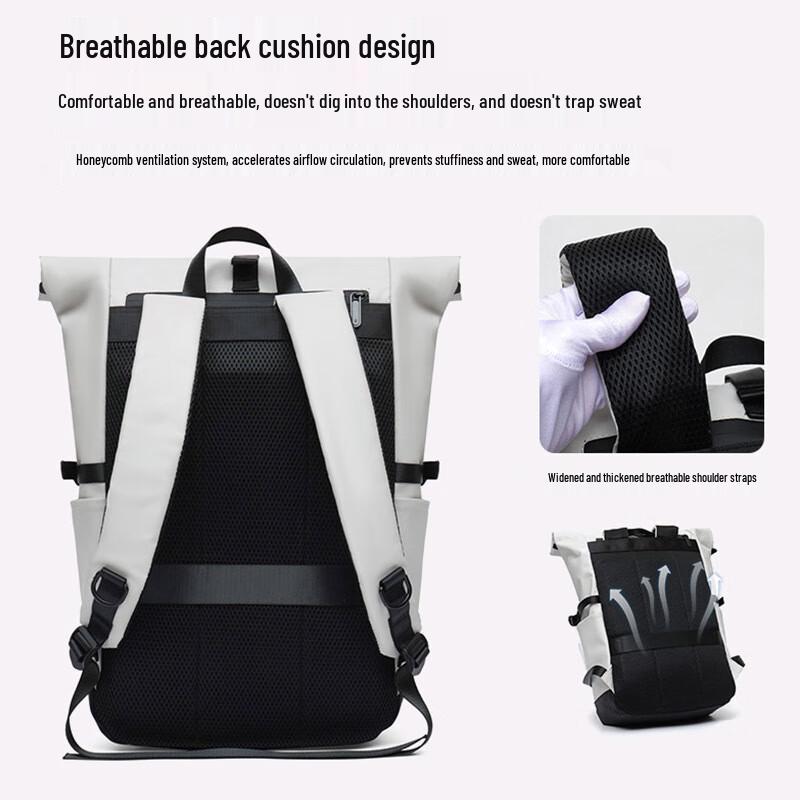REWELL Herren Rucksack mit großem Fassungsvermögen, wasserdicht, Rollverschluss, für Reisen