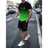 Summer Men's 3D Gradual Change Printed Sports Suit Fashionable Versatile Breathable Casual Trend