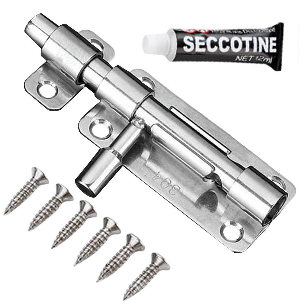 Sliding Bolts Latch Hasp Stainless Steel Heavy Duty Door Lock Gate Safety Toilet Door Lock for Wood Fence Interior Door