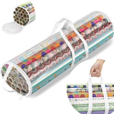 New Transparent Wrapping Paper Storage Bag Zipper Waterproof Gift Packing Bag Large Capacity with Handle Under Bed Storage