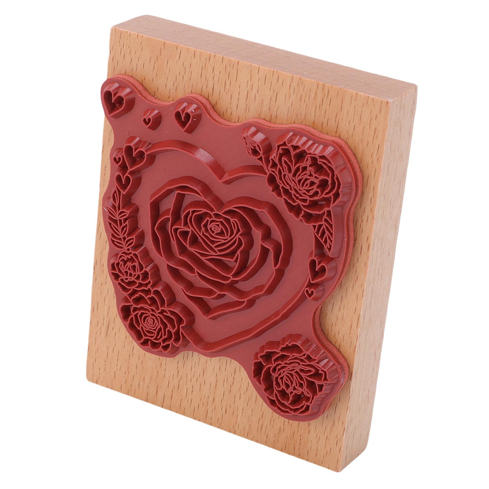 Штамп резиновый Роза Декоративный Сердце Цветочный Деревянный штамп Многоцелевой для Скрапбукинга Свадебных Пригласительных Открыток