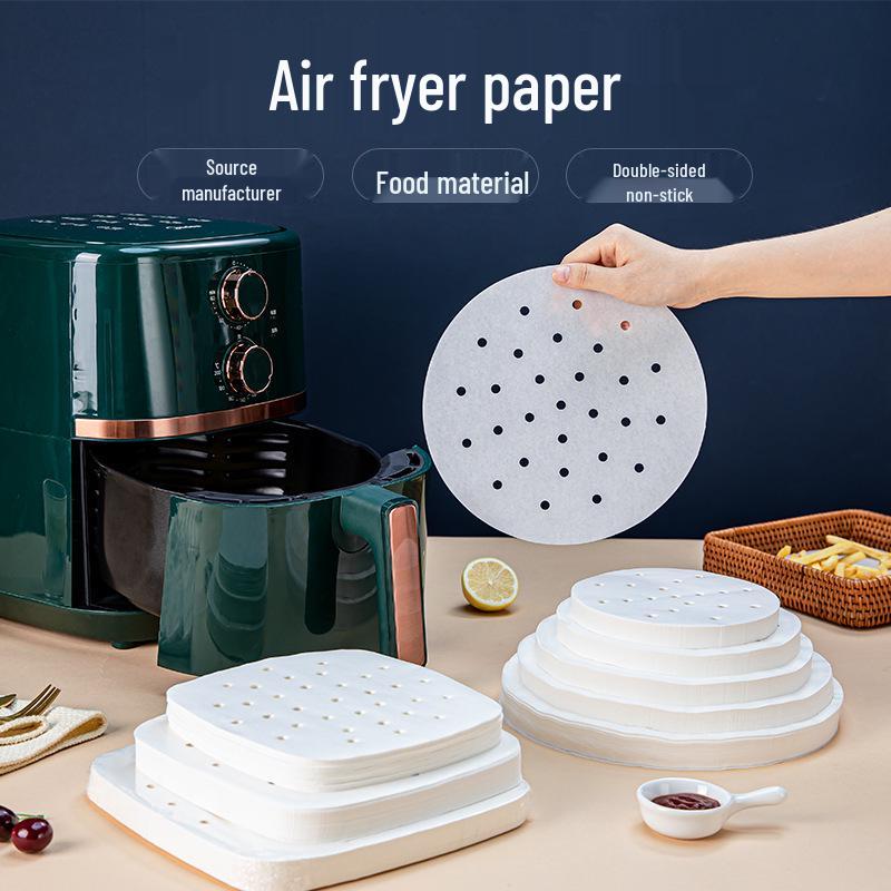 

Round Double-Sided Silicone Oil Air Fryer and Steamer Paper Round 15cm (With Holes) 100 sheets White