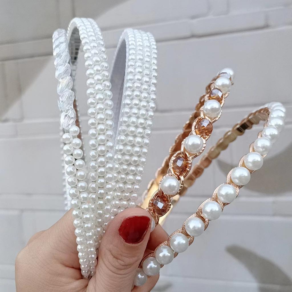 Women's Pearl Braided Knotted Twist Bow Crown Headband Bridal Hair Accessories with Free Shipping