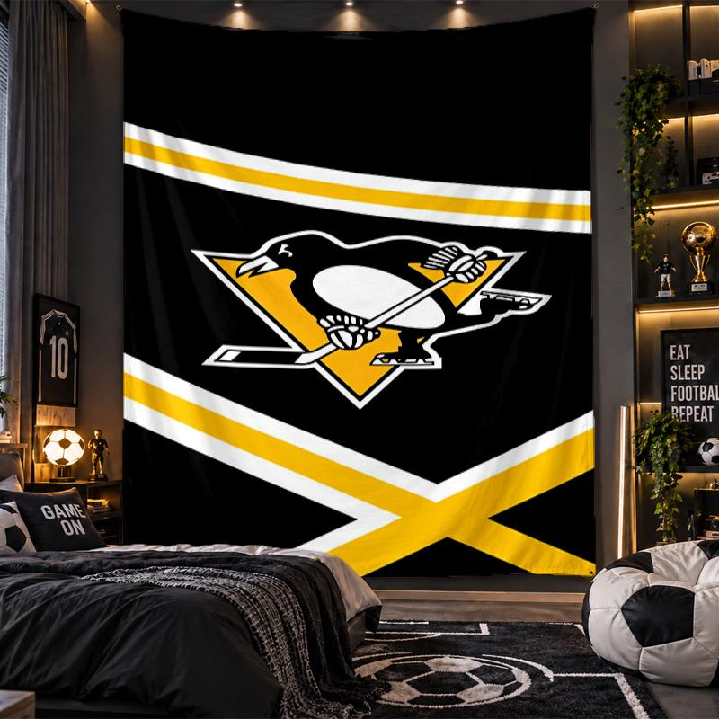 Arazzo da Appendere a Parete Stampa Pittsburgh Penguins Tessuto per Soggiorno Camera da Letto Decorazione per la Casa