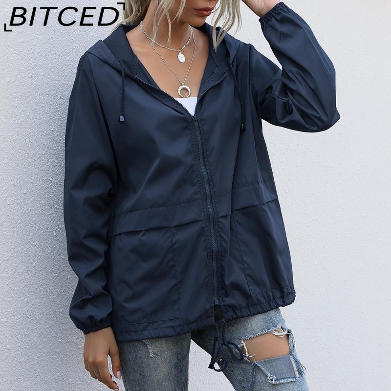 BITCED Women's Zipped Hooded Jacket Lightweight Outdoor Hiking Rainproof Jacket