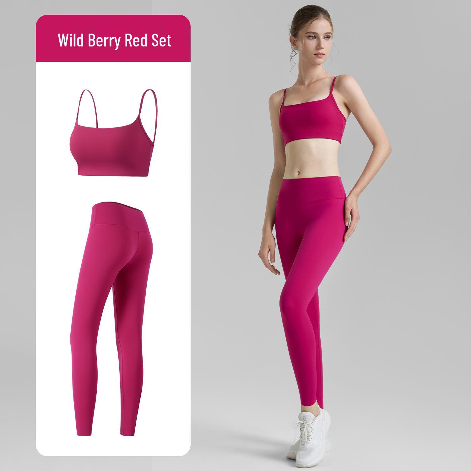 

Autumn Arrival: Women s Two-Piece Camisole Yoga Set with Fixed Cup & Seamless Lycra Pants Small