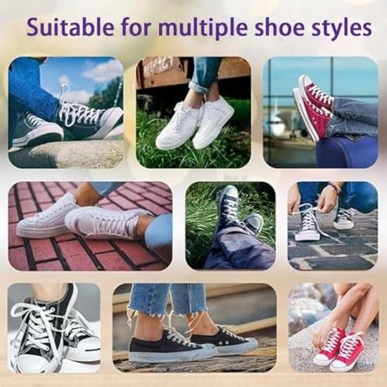 Ezfishoom Shoelaces Flat 2 Pairs (4 Pieces) 8mm Width Rubber Laces Plain Stylish Sneakers Athletic Shoes Sports Men Women