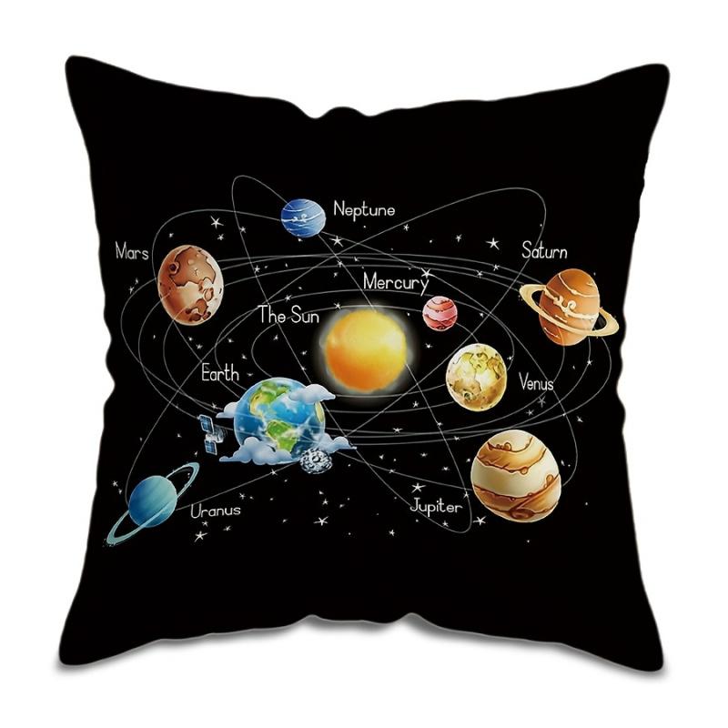 Vikama Sistema Solare Planetario Federa per Cuscino Cielo Stellato Stampa Cosmica Federa per Cuscino Divano Camera da Letto Federa Decorativa