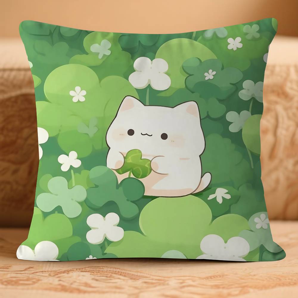 Lucky Cute Cat Pillow Cover Sofa Cushion Cover Home Room Decoration Children Gift