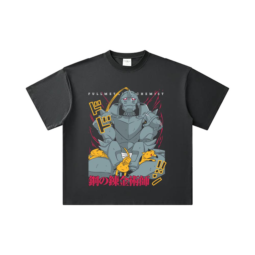 260 GSM Double Yarn 32 Count 100% Cotton Fullmetal Alchemist V4 Alphonse Print Unisex Heavy Cotton T Shirt… More
