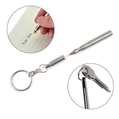 Portable Telescoping Tool Pen Metal Key Ring Stainless Steel Keychain Gift
