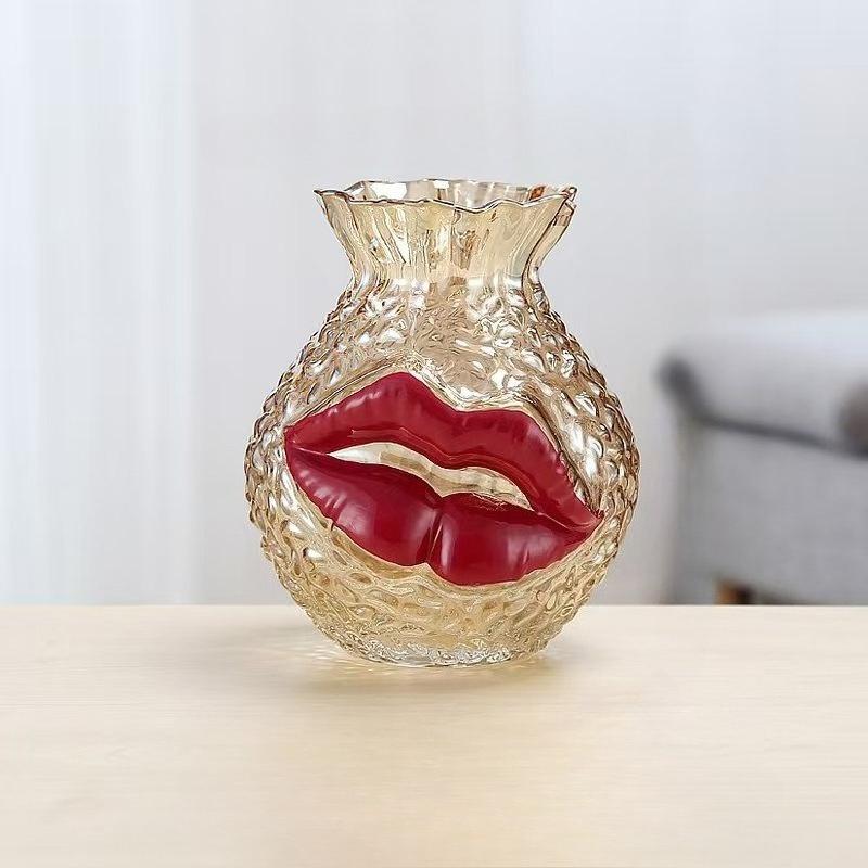 

Art Glass Vases Aesthetic Flower Vase Modern Wedding Centerpiece Flowers Bottle Interior Living Room Tabletop Luxury Accessories бурштин