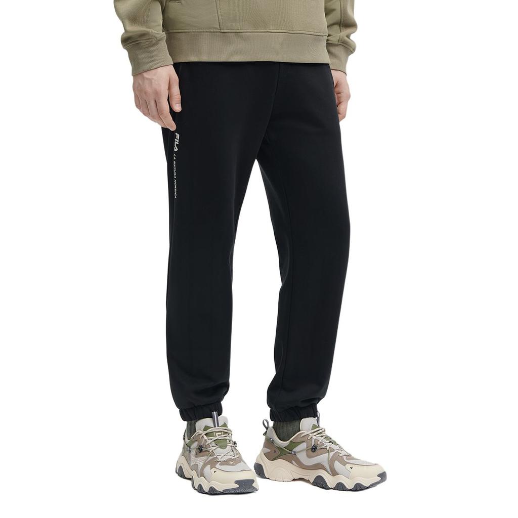 Fila Solid Color Casual Tapered Knit Sports Pants Men Bottoms Black F11M349604F-BK