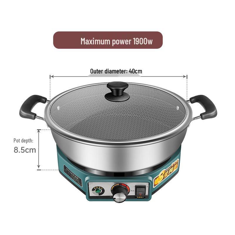 Stainless Steel Non-stick Electric Pancake and Frying Pan - Deepened and Enlarged Multi-functional Flat Bottom Grill Pan.