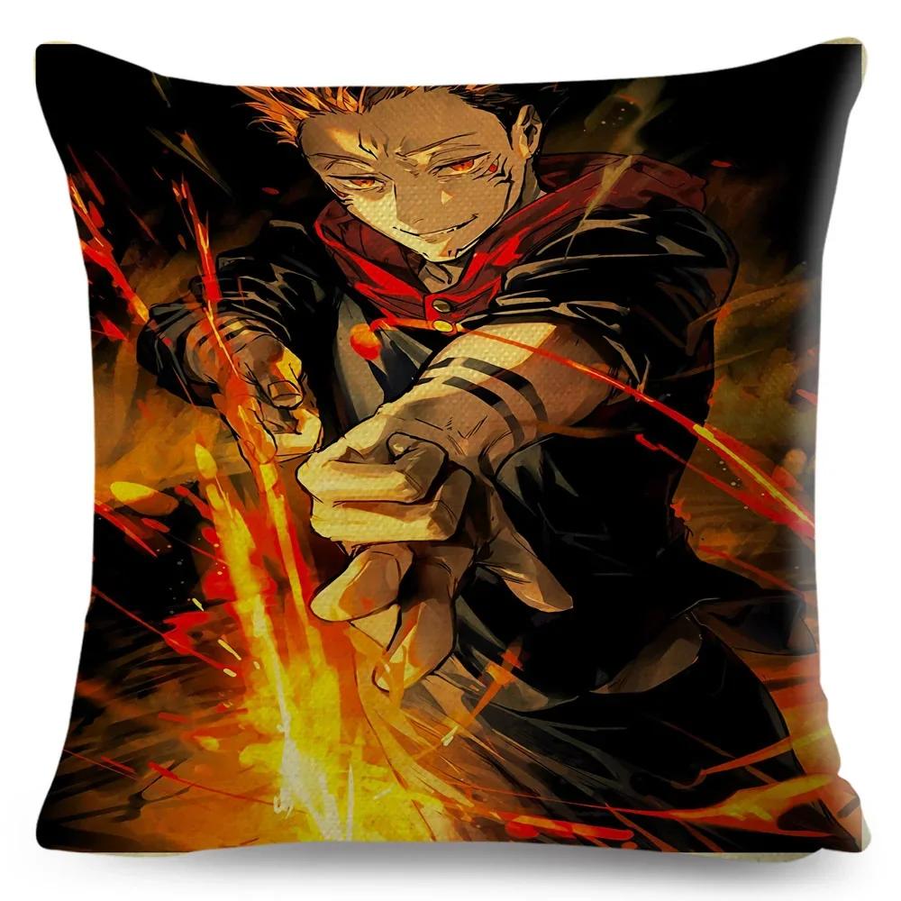 Jujutsu Kaisen Cushion Cover for Sofa Home Children Room Decor Cartoon Japanese Anime Print Pillowcase Polyester Pillow Case