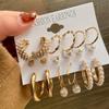 IF ME Fashion Butterfly Gold Earring Set Retro Pearl Pendant Stud Earrings Women Jewelry Accessories