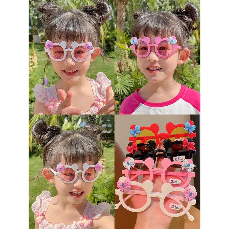 Cute Childrens Sunglasses Boy Girl Cartoon UV400 Glasses with Bow Bear Design for Outdoor Travel Photo